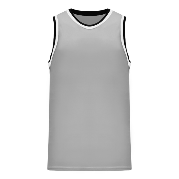 Athletic Knit B1710 Pro Basketball Jersey - Grey / Black / White (B1710-112) Front View