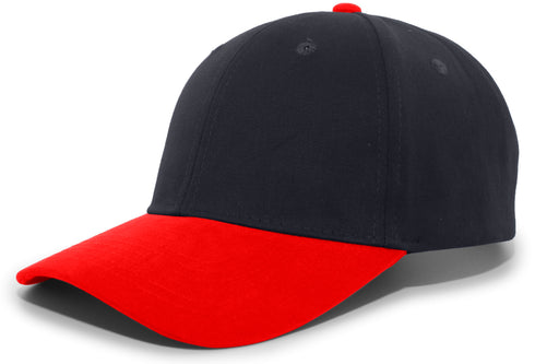 Pacific Headwear Brushed Cotton Twill Hook-And-Loop Adjustable Cap (101C), Color 'NavyRed'
