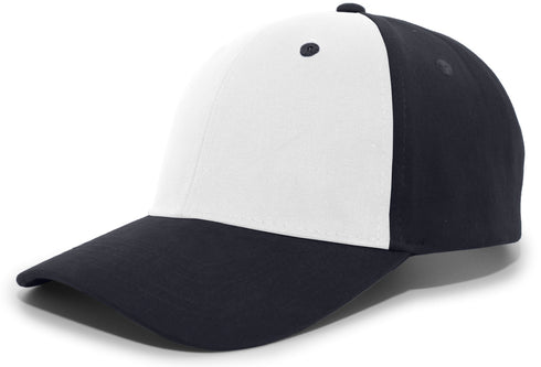 Pacific Headwear Brushed Cotton Twill Hook-And-Loop Adjustable Cap (101C), Color 'WhiteNavyNavy'