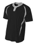 A4 Youth 2-Button Color Block Henley (NB4229), Color 'Black/Silver'