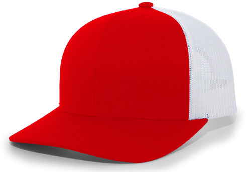 Pacific Headwear Trucker Snapback Cap (104C), Color 'RedWhiteRed'