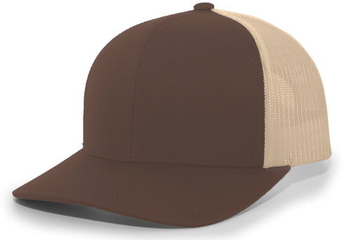Pacific Headwear Trucker Snapback Cap (104C), Color 'BrownKhakiBrown'
