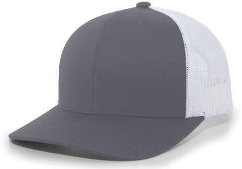 Pacific Headwear Trucker Snapback Cap (104C), Color 'GraphiteWhiteGraphite'