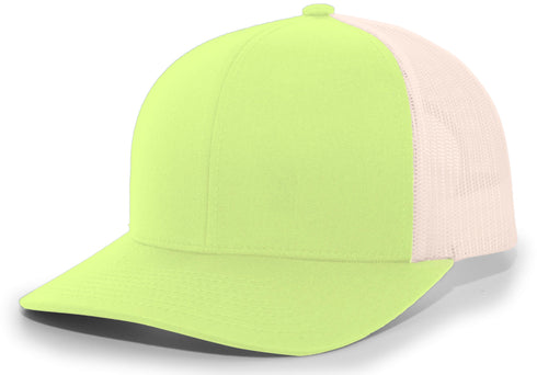 Pacific Headwear Trucker Snapback Cap (104C), Color 'GreenGlowBeigeGreenGlow'