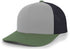 Pacific Headwear Trucker Snapback Cap (104C), Color 'HeatherGreyLtCharcoalMossGreen'