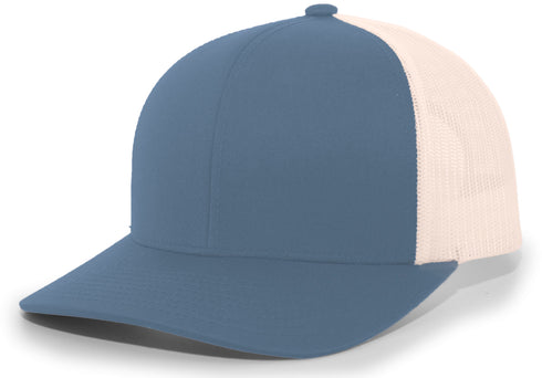 Pacific Headwear Trucker Snapback Cap (104C), Color 'OceanBlueBeigeOceanBlue'