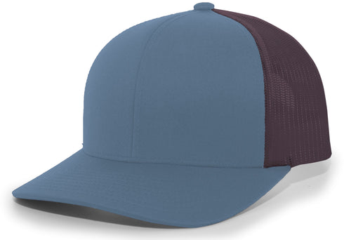 Pacific Headwear Trucker Snapback Cap (104C), Color 'OceanBlueCharcoalOceanBlue'