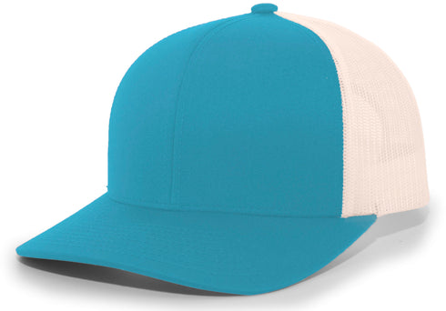Pacific Headwear Trucker Snapback Cap (104C), Color 'PantherTealBeigePantherTeal'