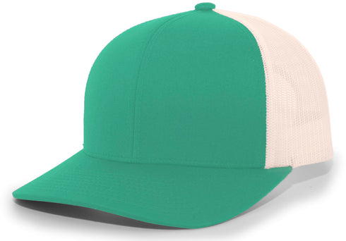 Pacific Headwear Trucker Snapback Cap (104C), Color 'TealBeigeTeal'