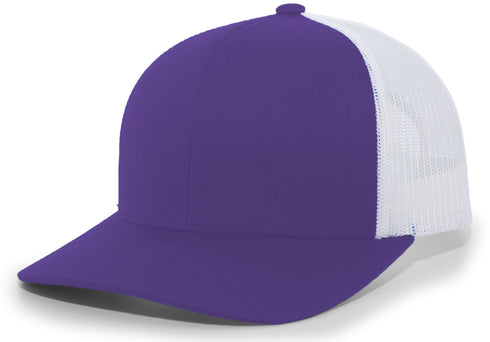 Pacific Headwear Trucker Snapback Cap (104C), Color 'PurpleWhitePurple'