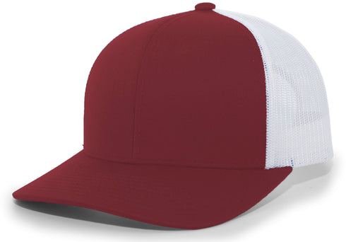 Pacific Headwear Trucker Snapback Cap (104C), Color 'CardinalWhiteCardinal'