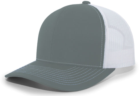 Pacific Headwear Contrast Stitch Trucker Snapback (104S), Color 'GraphiteWhiteGraphite'