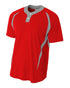 A4 2-Button Color Blocked Baseball Henley (N4229), Color 'Scarlet/Silver'