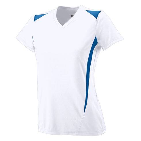 Augusta Sportswear Ladies Premier Jersey (1055-C), Color 'White/Royal'