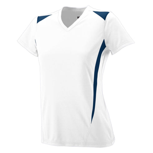Augusta Sportswear Ladies Premier Jersey (1055-C), Color 'White/Navy'