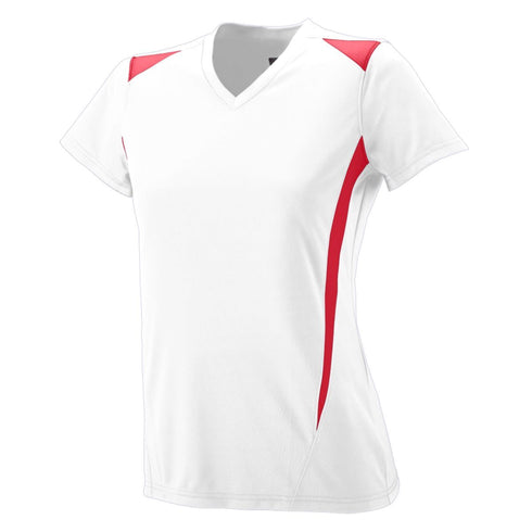 Augusta Sportswear Ladies Premier Jersey (1055-C), Color 'White/Red'