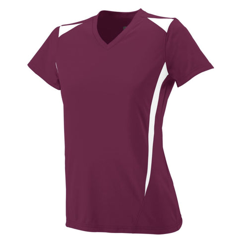 Augusta Sportswear Ladies Premier Jersey (1055-C), Color 'Maroon/White'