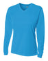 A4 Women's Long Sleeve V-Neck Birds Eye Mesh Tee (NW3255), Color 'Electric Blue'