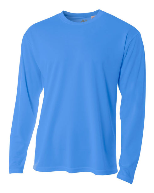 A4 Men's Long Sleeve Crew Birds Eye Mesh Tee (N3253), Color 'Electric Blue'