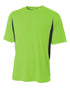 A4 Cooling Performance Color Blocked Short Sleeve Crew (N3181), Color 'Lime/Black'
