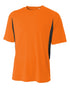 A4 Youth Cooling Performance Color Block Short Sleeve Crew (NB3181), Color 'Safety Orange/Black'