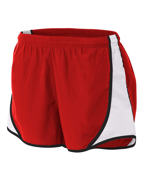 A4 Womens 3" Speed Short (NW5341), Color 'Scarlet/White'