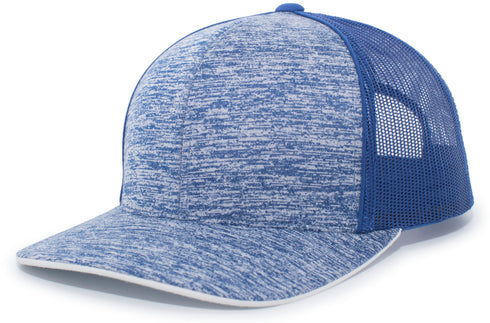 Pacific Headwear Aggressive Heather Trucker Snapback Cap (106C), Color 'RoyalRoyal'