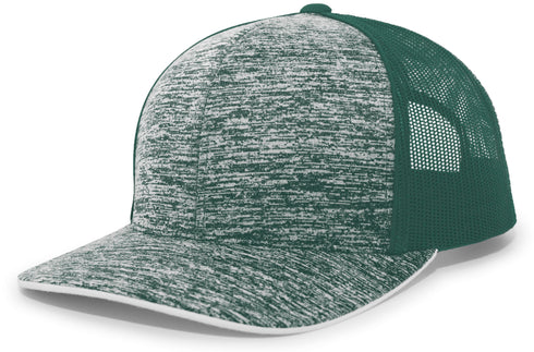 Pacific Headwear Aggressive Heather Trucker Snapback Cap (106C), Color 'DarkGreenDarkGreen'