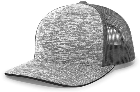 Pacific Headwear Aggressive Heather Trucker Snapback Cap (106C), Color 'GraphiteLightCharcoal'