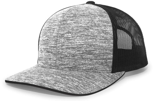 Pacific Headwear Aggressive Heather Trucker Snapback Cap (106C), Color 'BlackLightCharcoal'