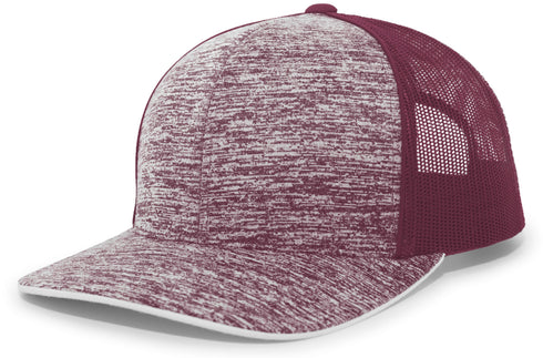 Pacific Headwear Aggressive Heather Trucker Snapback Cap (106C), Color 'MaroonMaroon'