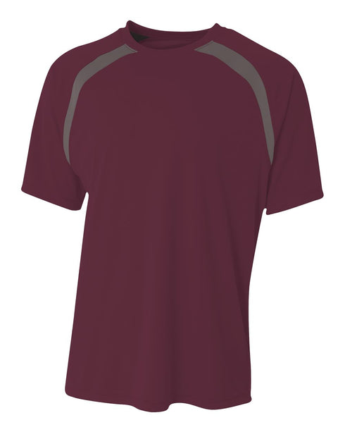 A4 Spartan Short Sleeve Color Block Crew (N3001), Color 'Maroon/Graphite'