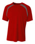 A4 Spartan Short Sleeve Color Block Crew (N3001), Color 'Scarlet/Graphite'