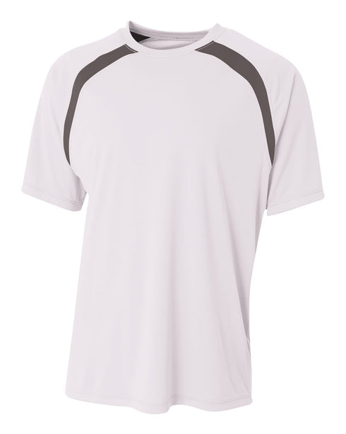 A4 Spartan Short Sleeve Color Block Crew (N3001), Color 'White/Graphite'