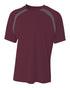 A4 Youth Spartan Short Sleeve Color Block Crew (NB3001), Color 'Maroon/Graphite'