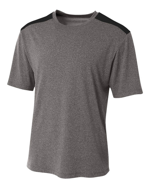 A4 Tourney Heather Short Sleeve Color Block Crew