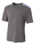 A4 Tourney Heather Short Sleeve Color Block Crew (N3100), Color 'Heather/Light Blue'