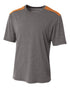 A4 Tourney Heather Short Sleeve Color Block Crew (N3100), Color 'Heather/Orange'