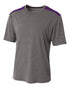 A4 Tourney Heather Short Sleeve Color Block Crew (N3100), Color 'Heather/Purple'