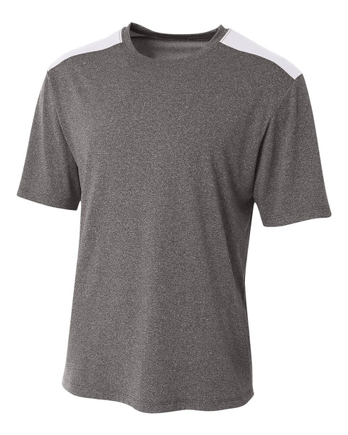 A4 Tourney Heather Short Sleeve Color Block Crew (N3100), Color 'Heather/White'