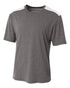 A4 Tourney Heather Short Sleeve Color Block Crew (N3100), Color 'Heather/White'