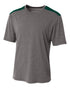 A4 Youth Tourney SS Color Block Crew (NB3100), Color 'Heather/Forest'