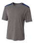 A4 Youth Tourney SS Color Block Crew (NB3100), Color 'Heather/Navy'