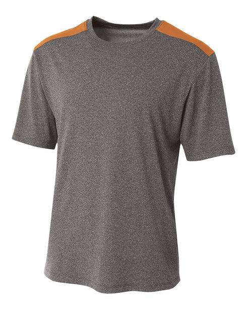 A4 Youth Tourney SS Color Block Crew (NB3100), Color 'Heather/Orange'