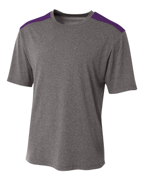 A4 Youth Tourney SS Color Block Crew (NB3100), Color 'Heather/Purple'