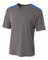 A4 Youth Tourney SS Color Block Crew (NB3100), Color 'Heather/Royal'