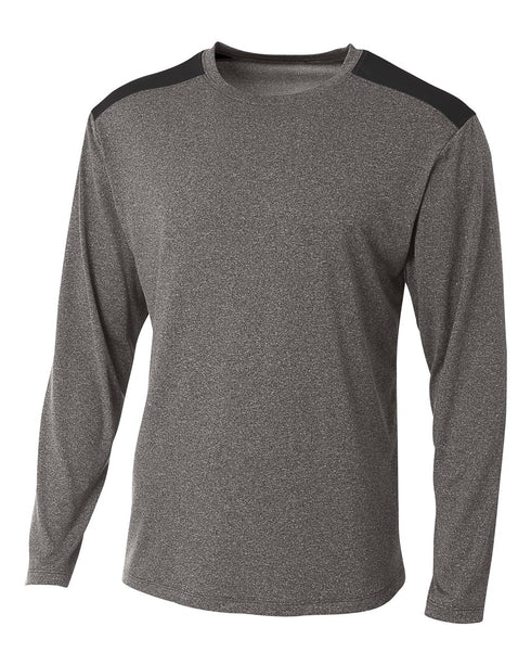A4 Tourney Heather LS Color Block Crew