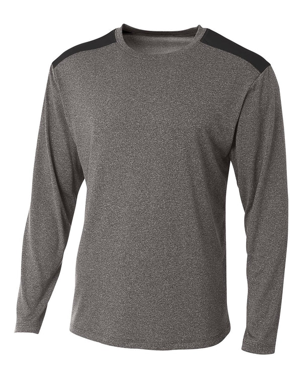 A4 Tourney Heather LS Color Block Crew