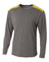 A4 Tourney Heather LS Color Block Crew (N3101), Color 'Heather/Gold'