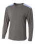 A4 Tourney Heather LS Color Block Crew (N3101), Color 'Heather/Light Blue'